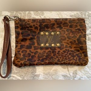 LV repurposed Hair on Hide wristlet